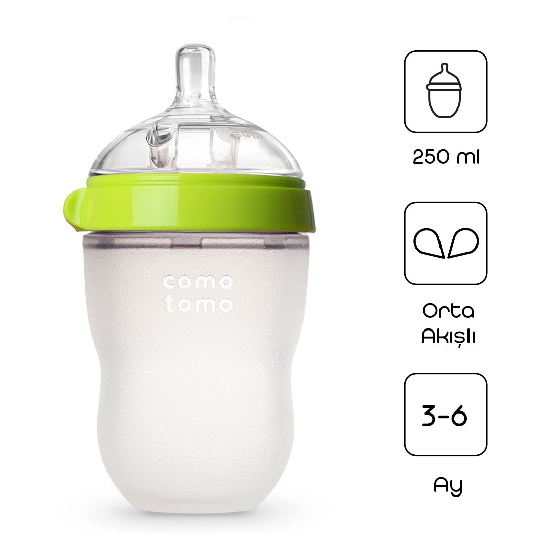 Comotomo Antikolik Silikon Biberon 250 ml 3-6 Ay Yeşil - 1