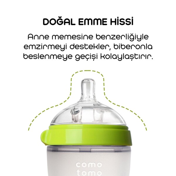 Comotomo Antikolik Silikon Biberon 250 ml 3-6 Ay Yeşil - 2