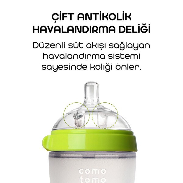 Comotomo Antikolik Silikon Biberon 250 ml 3-6 Ay Yeşil - 3