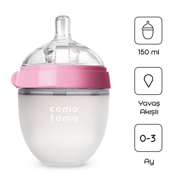 Comotomo Antikolik Silikon Biberon 150 ml 0-3 Ay Pembe - Comotomo