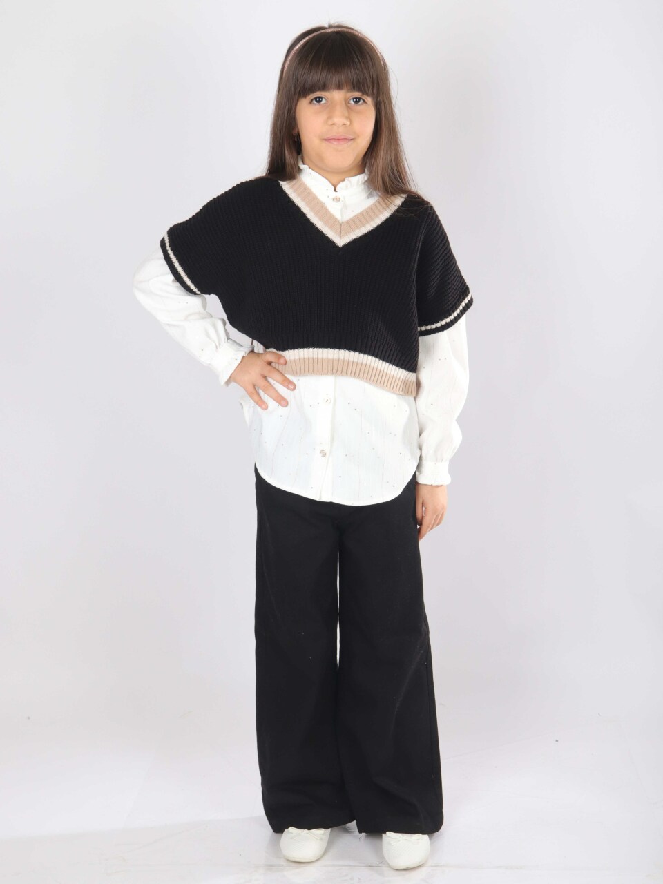 Kız Çocuk Elbise 9-14 Yaş 8802 Bej - 4