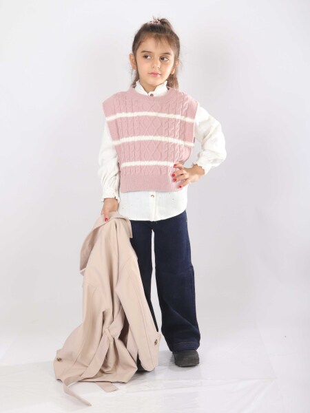 Kız Çocuk 4'lu Alt Üst Takım 6-10 Yaş 8806 Bej - 4