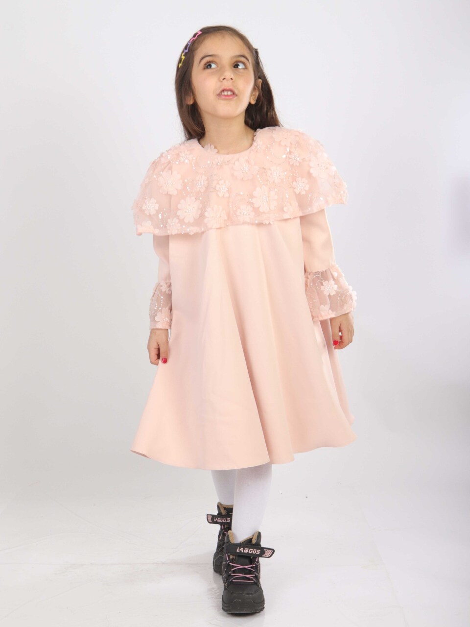 Kız Çocuk Elbise 6-10 Yaş 1620 Pembe - 6