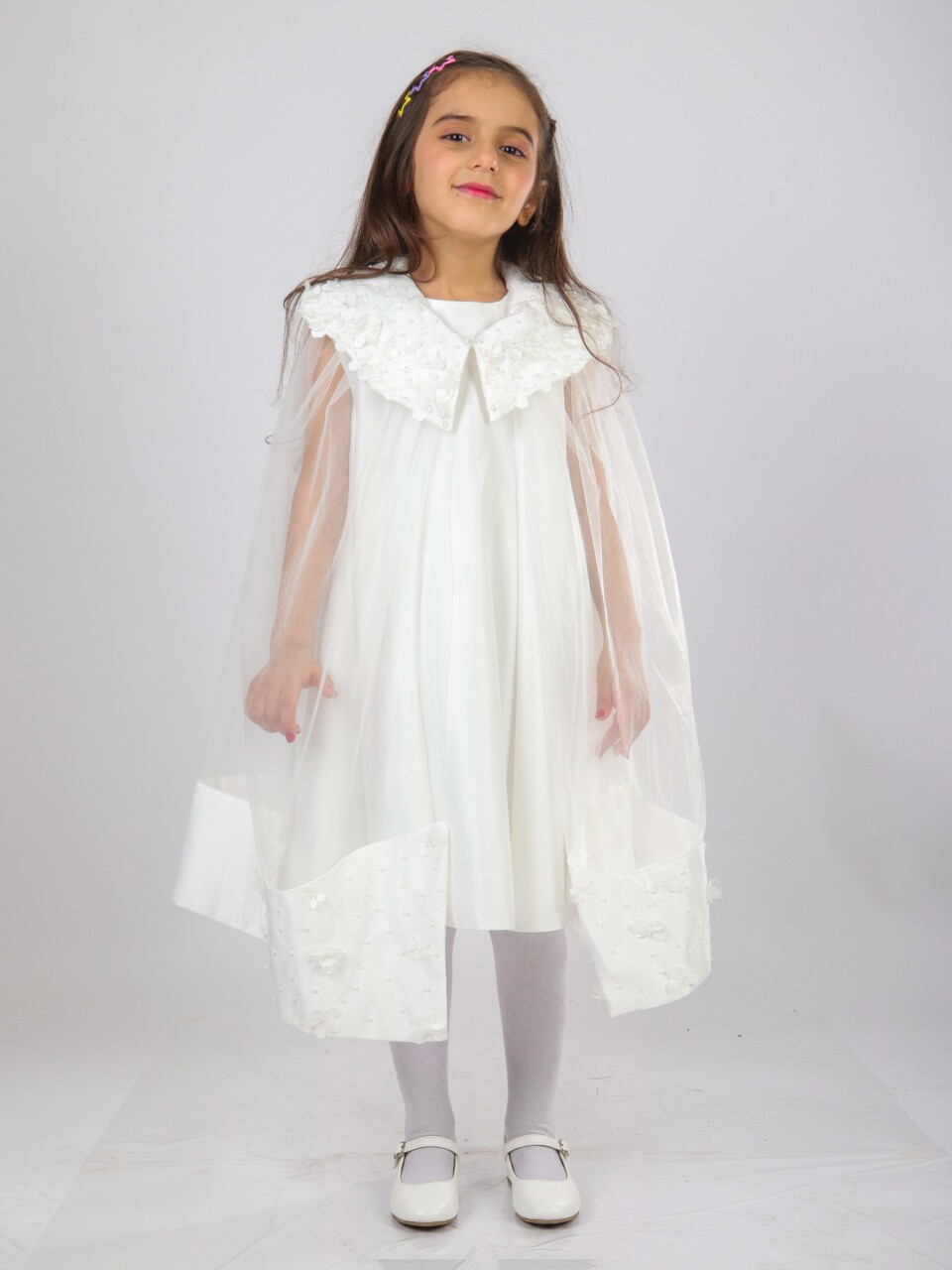 Kız Çocuk Elbise 6-10 Yaş 1619 Beyaz - 1
