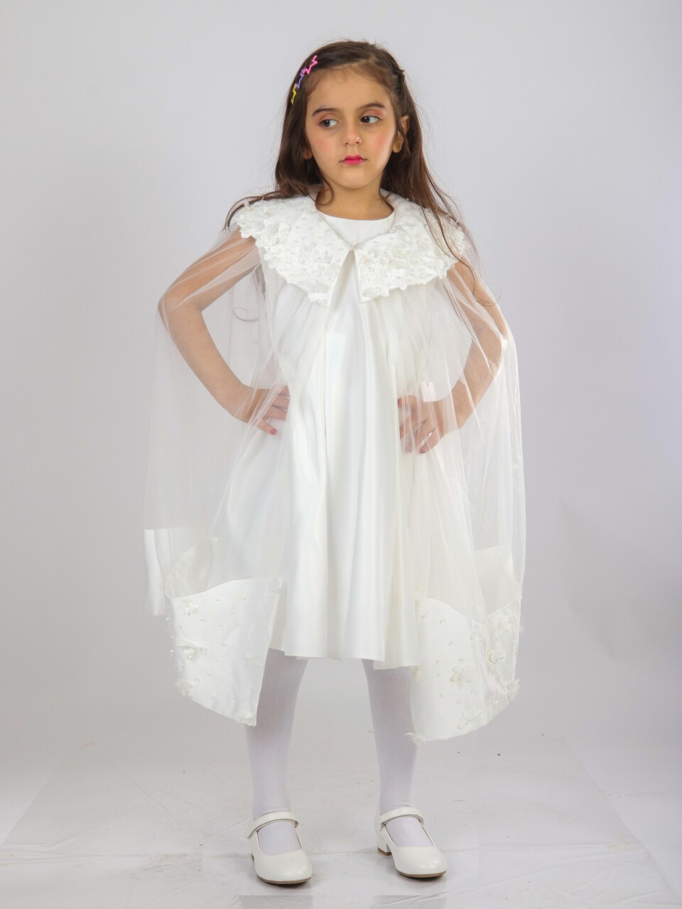 Kız Çocuk Elbise 6-10 Yaş 1619 Beyaz - 4