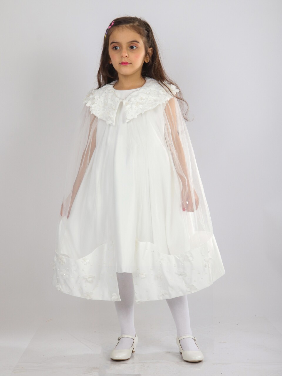 Kız Çocuk Elbise 6-10 Yaş 1619 Beyaz - 5