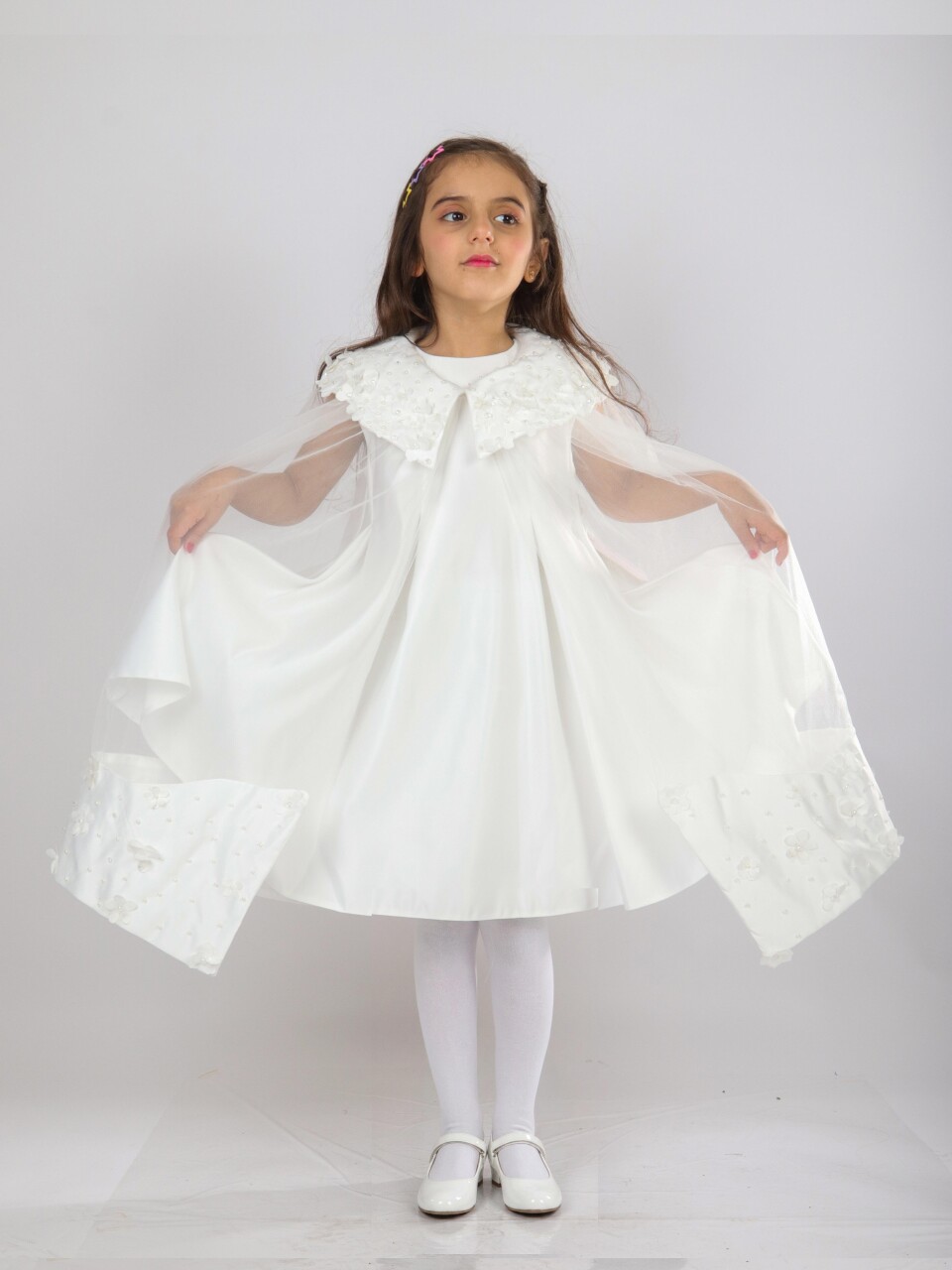 Kız Çocuk Elbise 6-10 Yaş 1619 Beyaz - 6