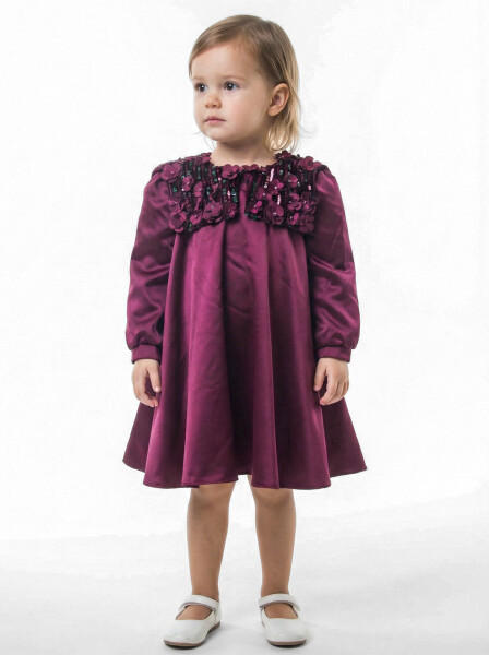 Kız Çocuk Elbise 1-5 Yaş 1675 Mor - Damasqino