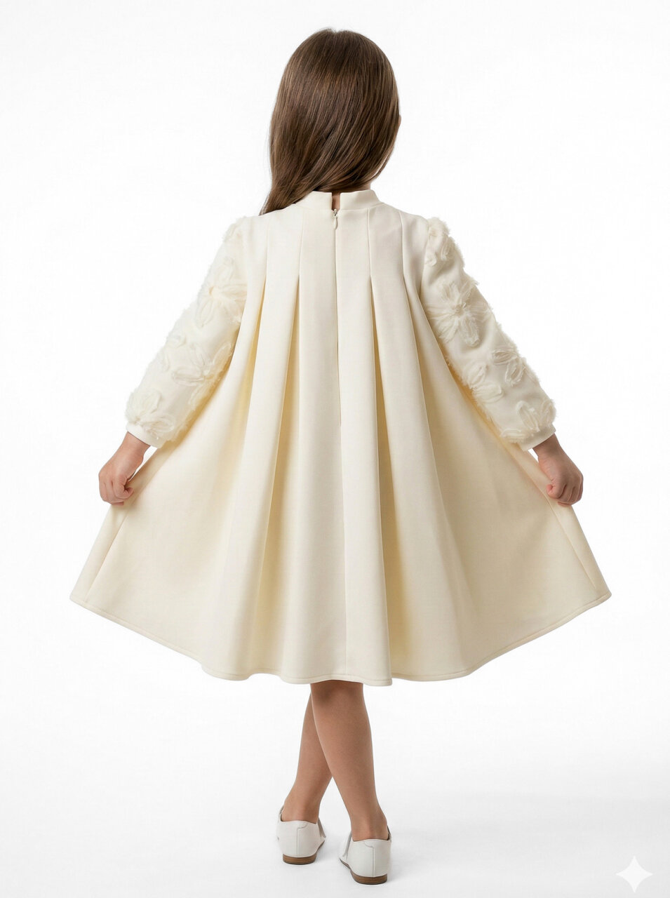 Kız Çocuk Elbise 4-8 Yaş 1605 Ekru - 2