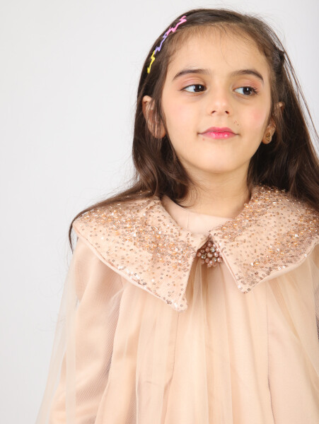 Kız Çocuk Elbise 6-10 Yaş 1628 Bej - 8