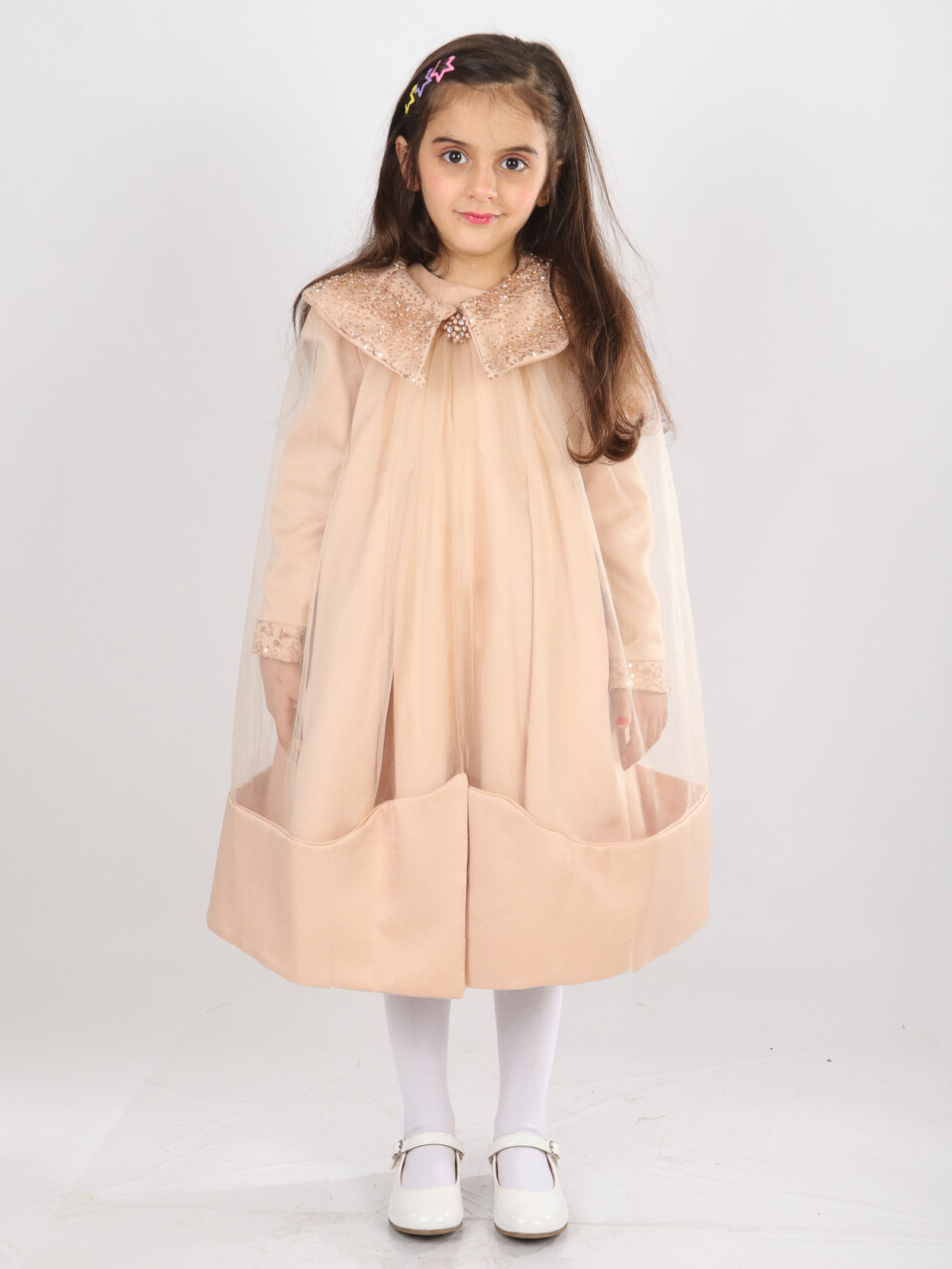 Kız Çocuk Elbise 6-10 Yaş 1628 Bej - 2