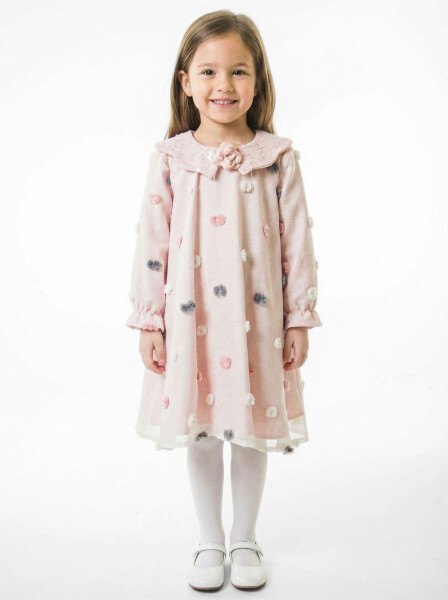 Kız Çocuk Elbise 1-5 Yaş 1688 Pembe - Damasqino