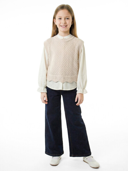 Kız Çocuk 4'lu Alt Üst Takım 8-12 Yaş 8817 Bej - 3