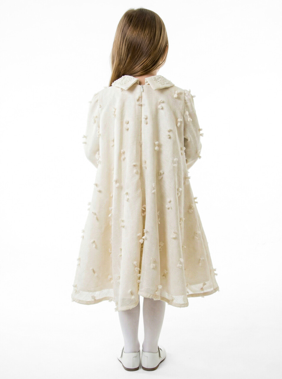 Kız Çocuk Elbise 6-10 Yaş 1691 Bej - 2