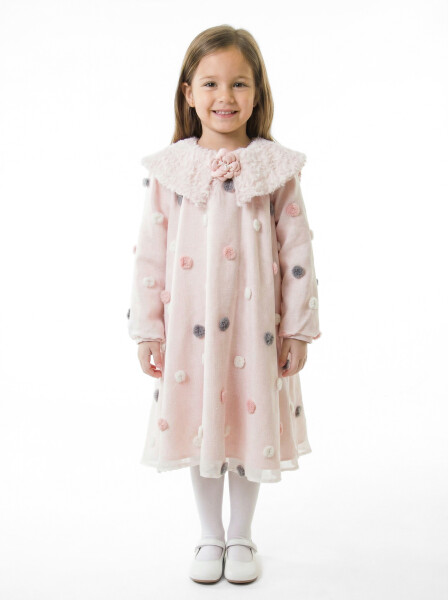 Kız Çocuk Elbise 6-10 Yaş 1681 Pembe - Damasqino