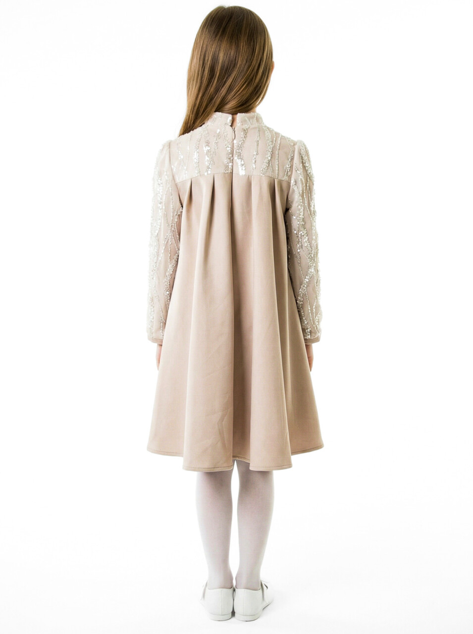 Kız Çocuk Elbise 4-8 Yaş 1603 Bej - 2