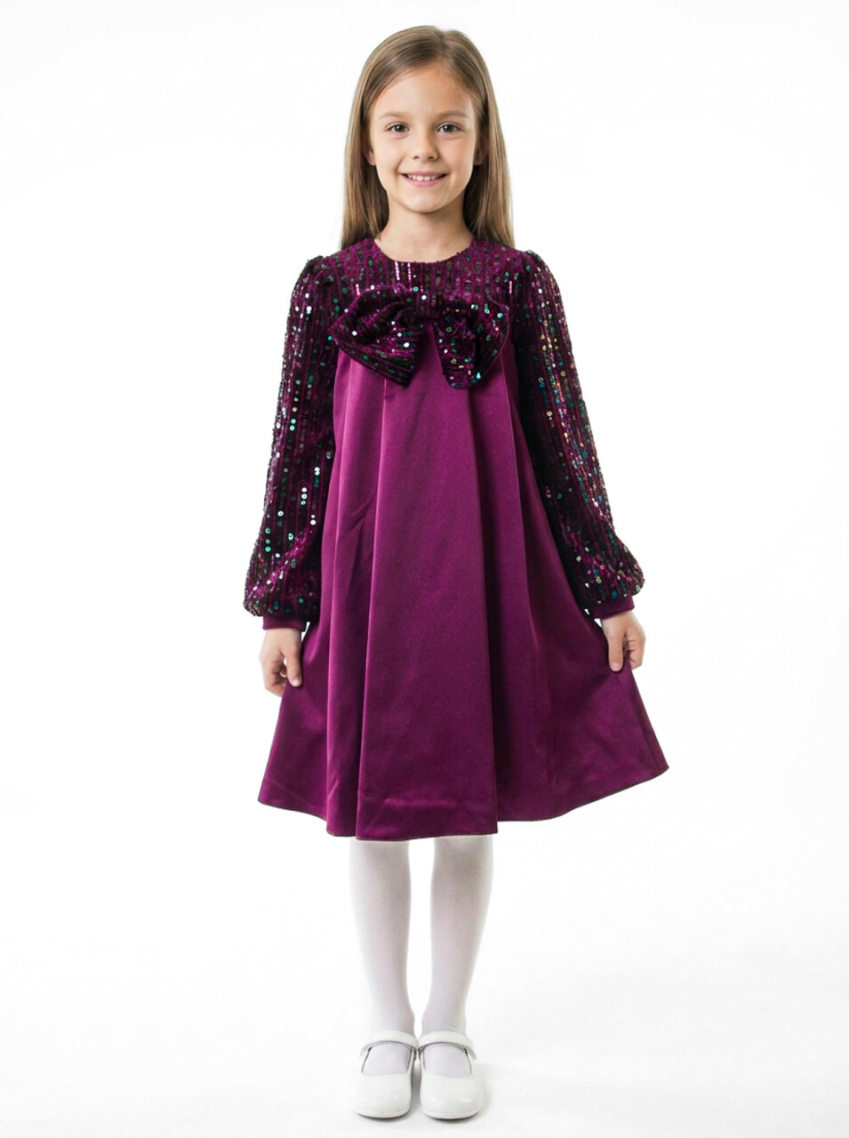 Kız Çocuk Elbise 6-10 Yaş 1662 Mor - 1