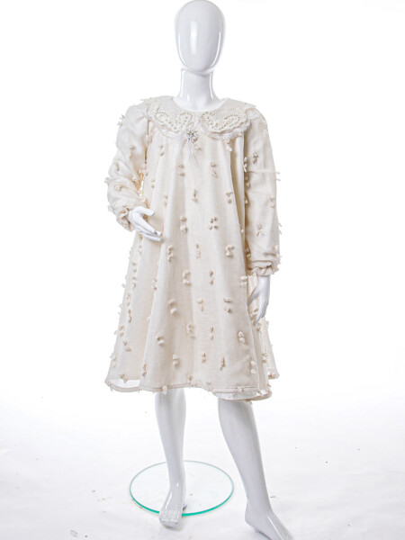 Kız Çocuk Elbise 8-12 Yaş 1690 Ekru - 3