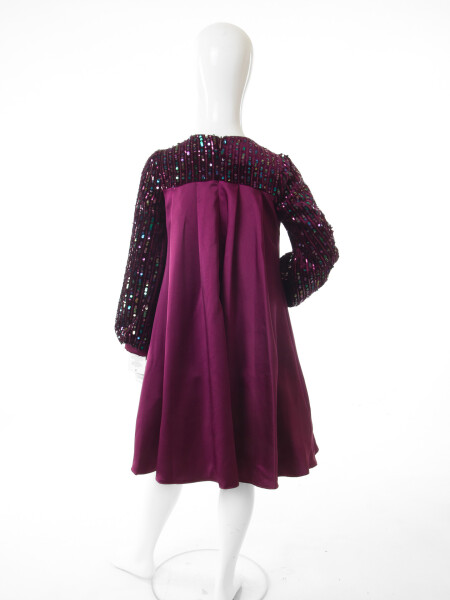 Kız Çocuk Elbise 6-10 Yaş 1662 Mor - 5