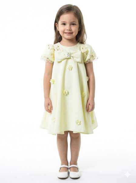 Kız Çocuk Yazlık Elbise 2-6 Yaş 1801 Sarı - Damasqino