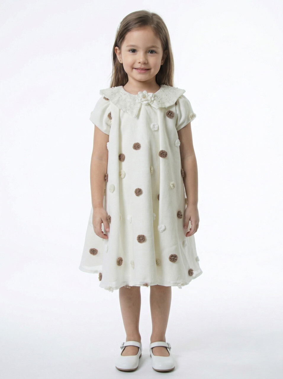 Kız Çocuk Yazlık Elbise 1-5 Yaş 1807 Beyaz - 1