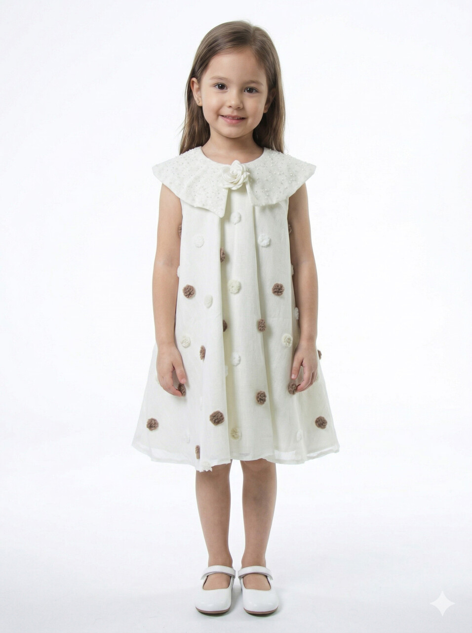 Kız Çocuk Yazlık Elbise 4-8 Yaş 1810 Beyaz - 1