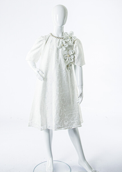 Kız Çocuk Yazlık Elbise 6-10 Yaş 7081 Beyaz - 3