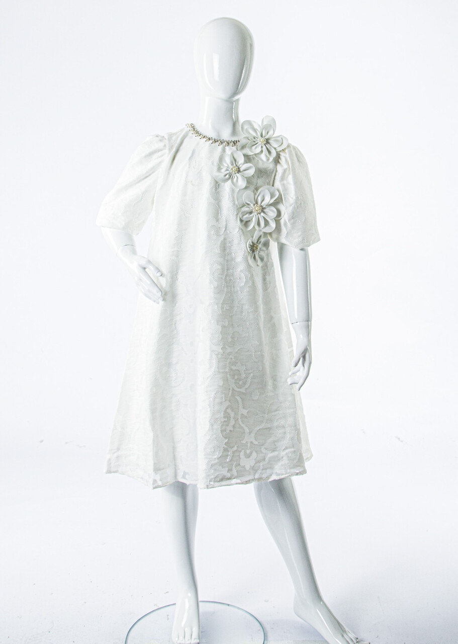 Kız Çocuk Yazlık Elbise 6-10 Yaş 7081 Beyaz - 3