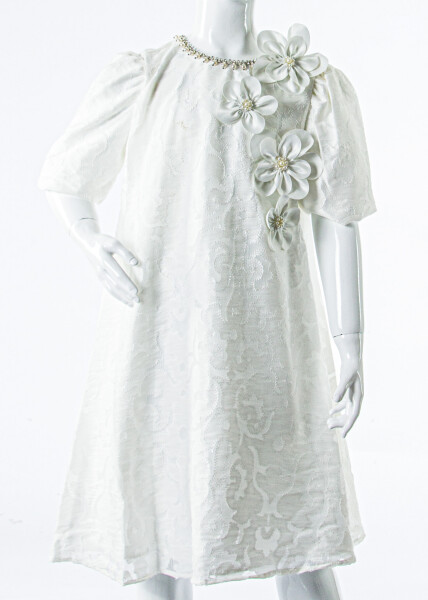 Kız Çocuk Yazlık Elbise 6-10 Yaş 7081 Beyaz - 4