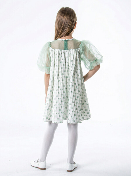Kız Çocuk Yazlık Elbise 4-8 Yaş 7052 Ekru - Mint - 2