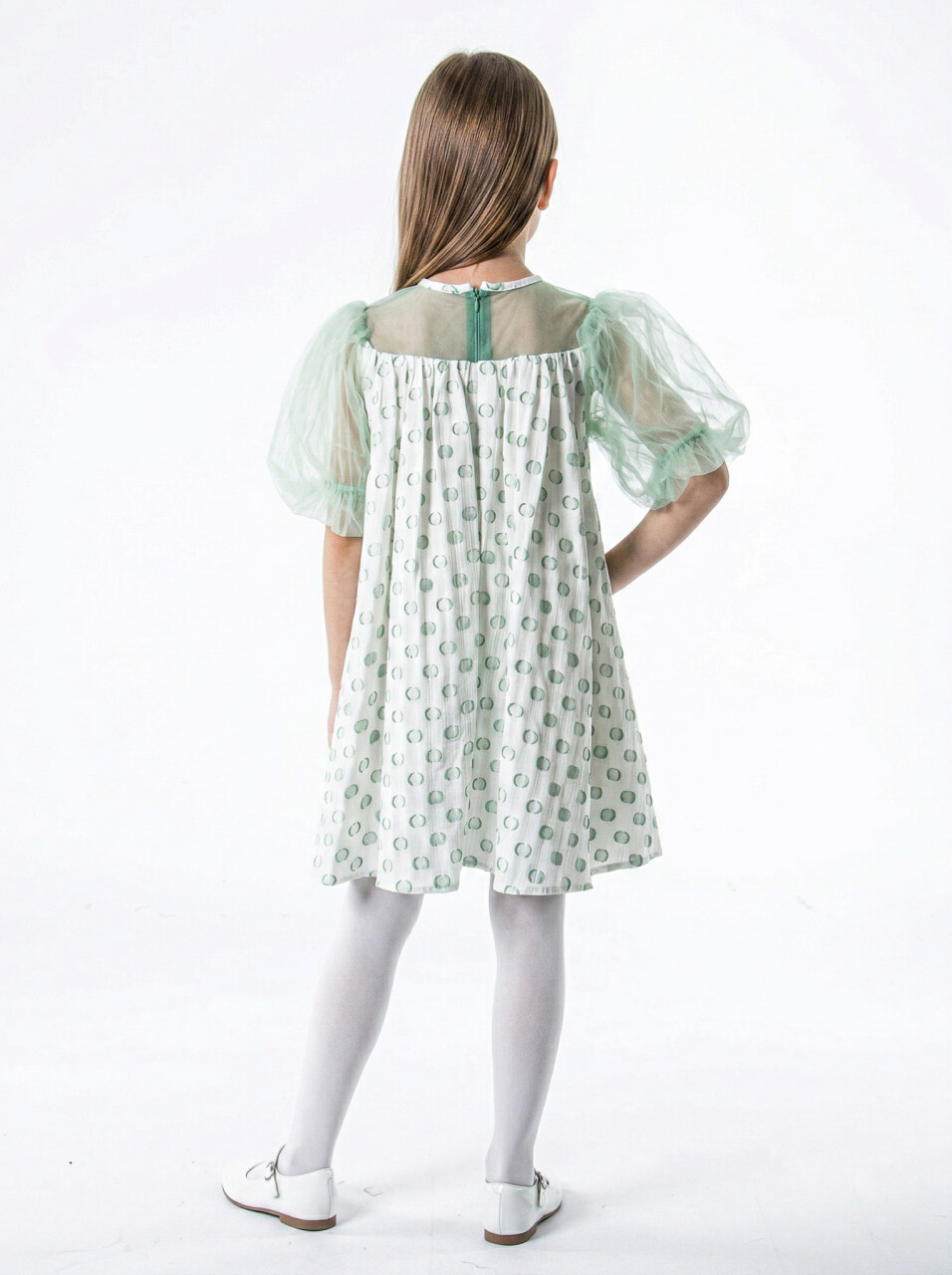 Kız Çocuk Yazlık Elbise 4-8 Yaş 7052 Ekru - Mint - 2