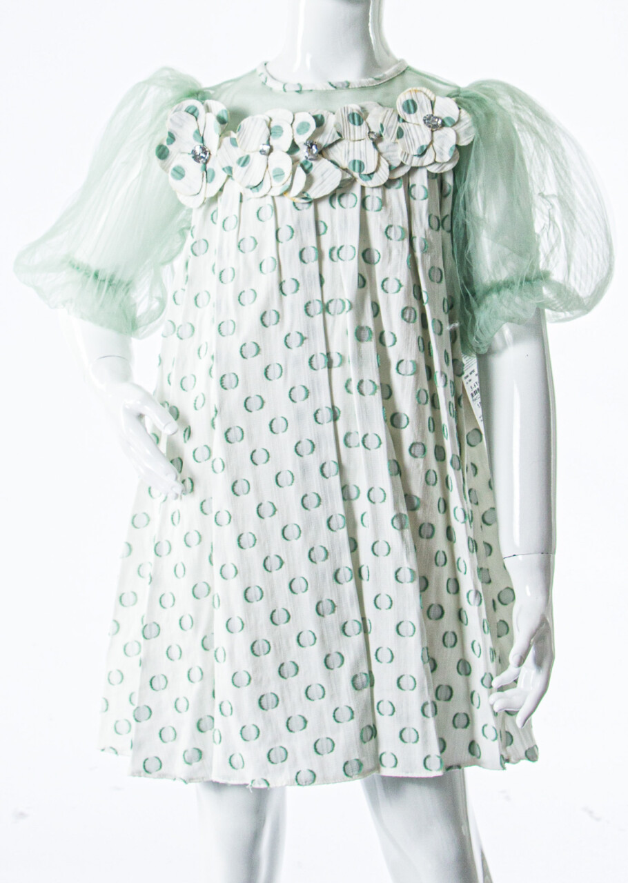 Kız Çocuk Yazlık Elbise 4-8 Yaş 7052 Ekru - Mint - 4