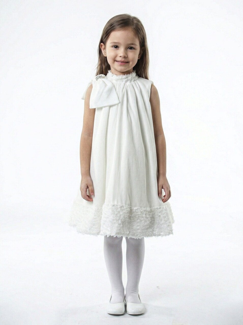 Kız Çocuk Yazlık Elbise 4-8 Yaş 1803 Beyaz - 1