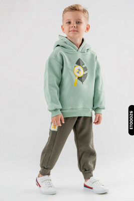 Printed Cotton Hooded Boys' Tracksuit Set, Ages 1-5, 7509 - Damasqino