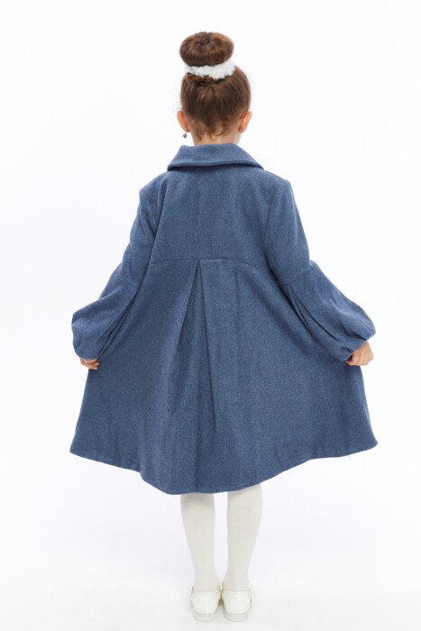 معطف بناتي من عمر 6 إلى 10 سنوات 6569 أزرق داكن - 2