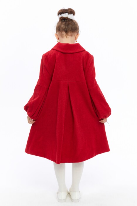 معطف بناتي من عمر 6 إلى 10 سنوات 6568 أحمر - 3