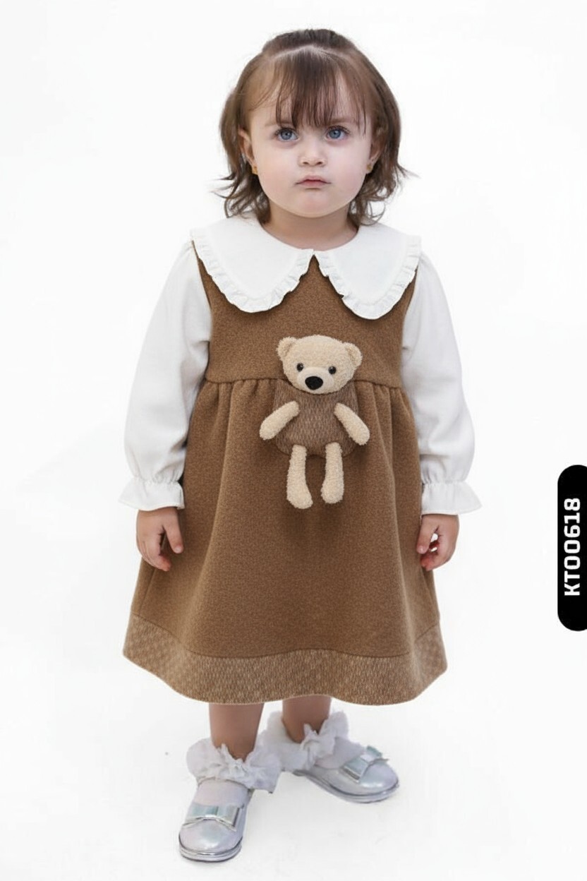 Kız Çocuk Elbise 1-4 Yaş 2871 Bej - 1