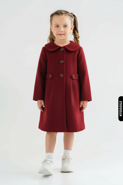 Kız Çocuk Kaban 8-12 Yaş 1051 Bordo - Damasqino