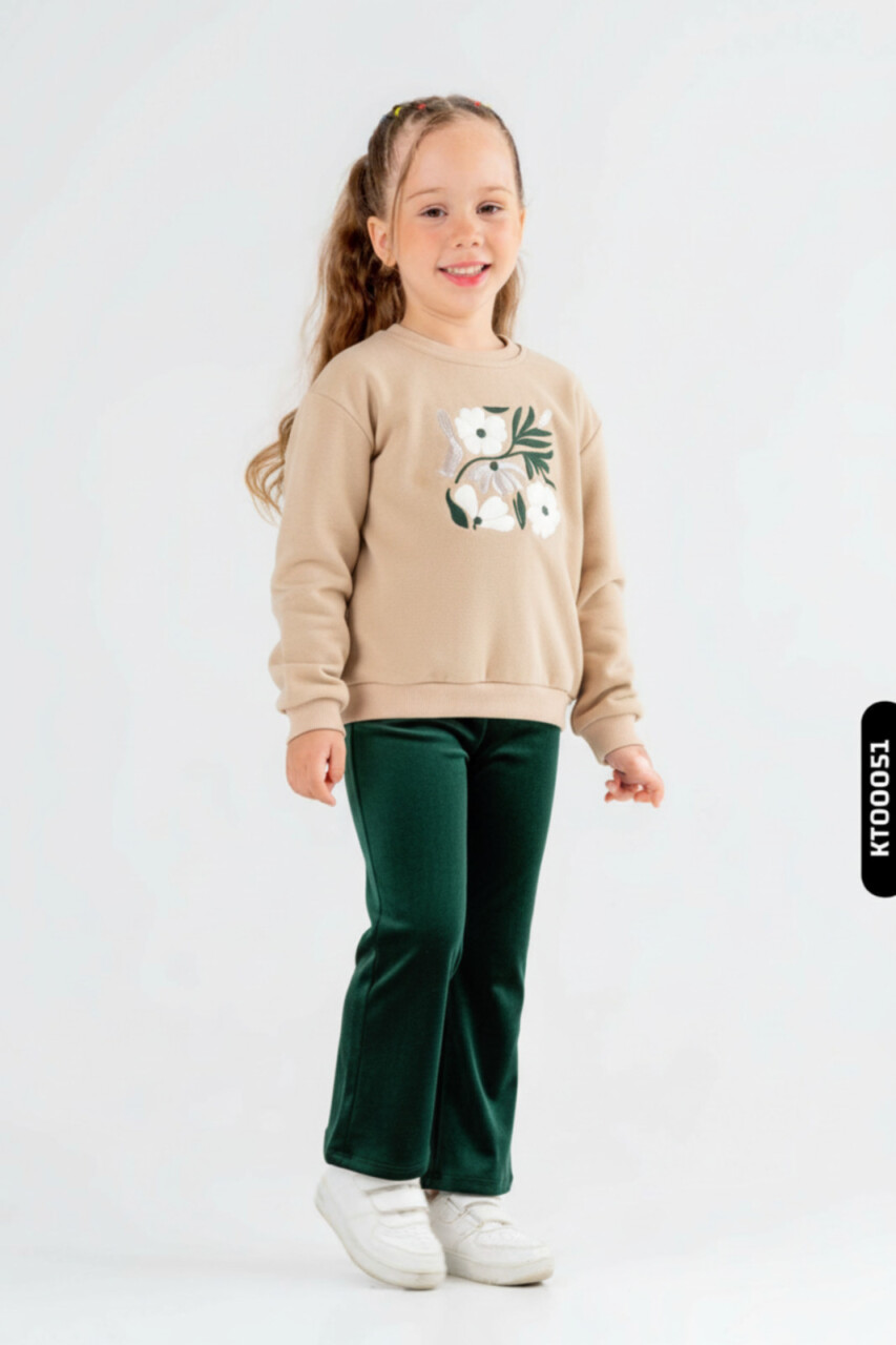 Kız Çocuk Eşofman Takım 6-10 Yaş 1026 Bej - 1