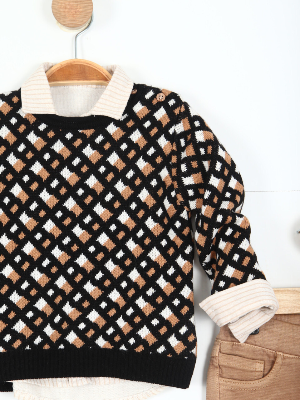 Şapkalı Erkek Çocuk Alt Üst Takım 6-24 Ay 410 Kahverengi - 2