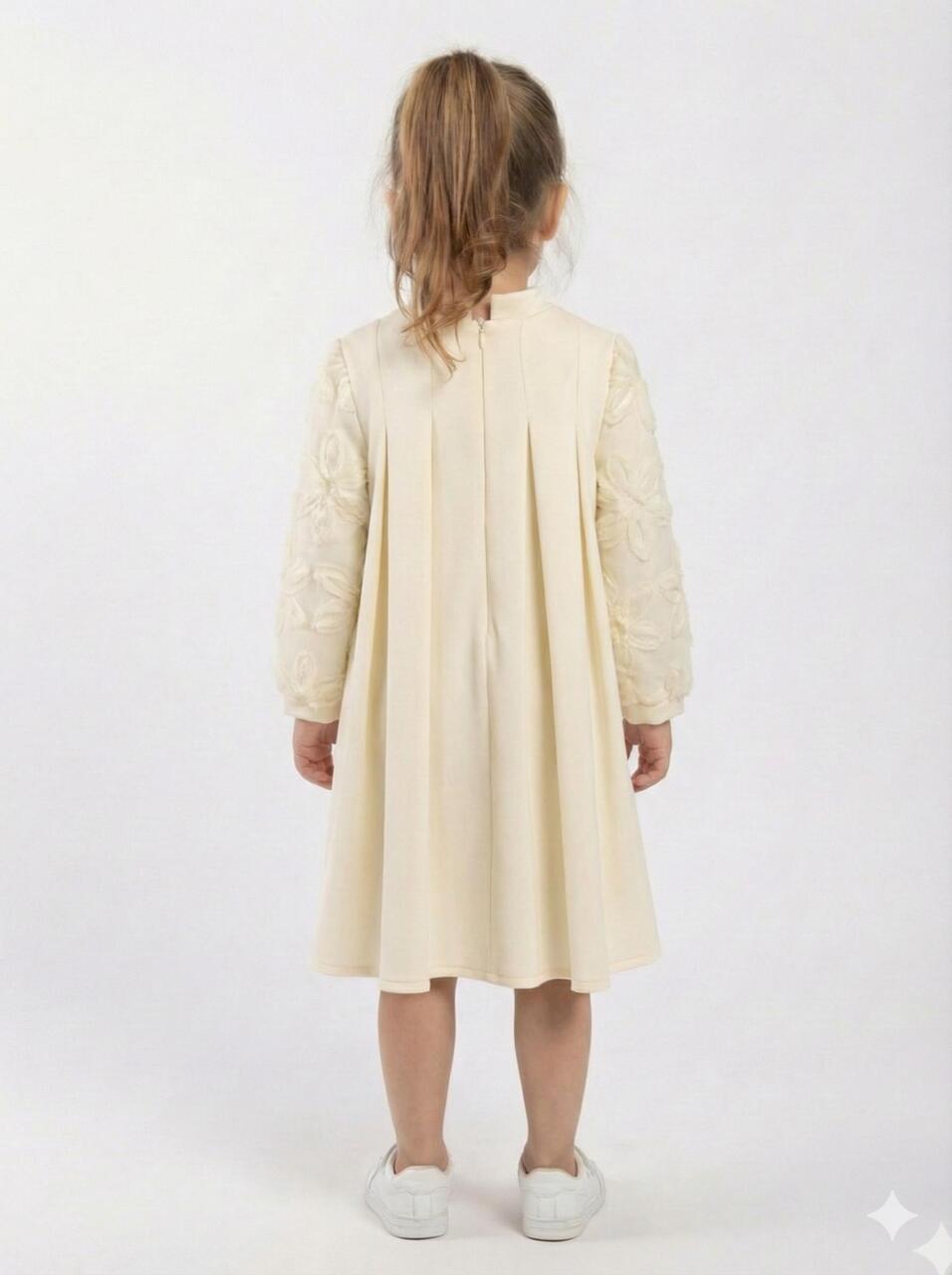 Kız Çocuk Elbise 4-8 Yaş 1605 Ekru - 2