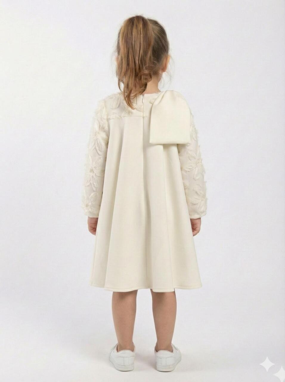 Kız Çocuk Elbise 4-8 Yaş 1606 Ekru - 2