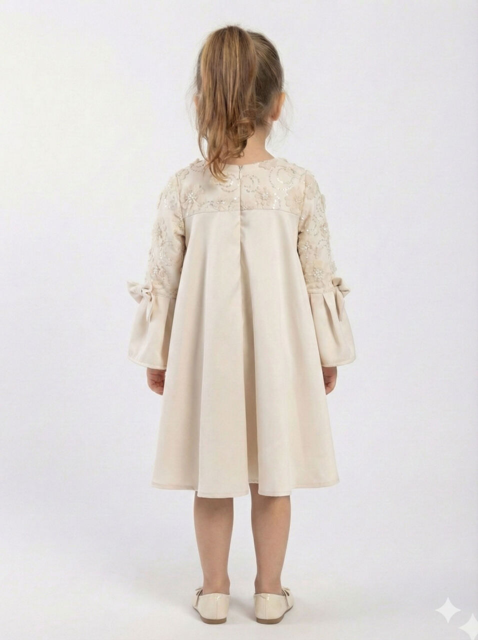 Kız Çocuk Elbise 4-8 Yaş 1622 Ekru - 2
