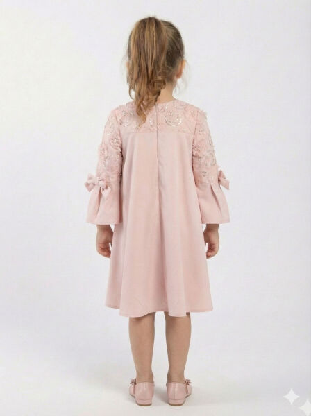 Kız Çocuk Elbise 4-8 Yaş 1622 Pembe - 2