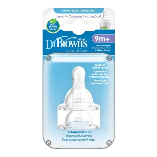 Dr.Brown's Dar Ağız 4.Evre 2'Li Silikon Biberon Emziği - Dr Brown's