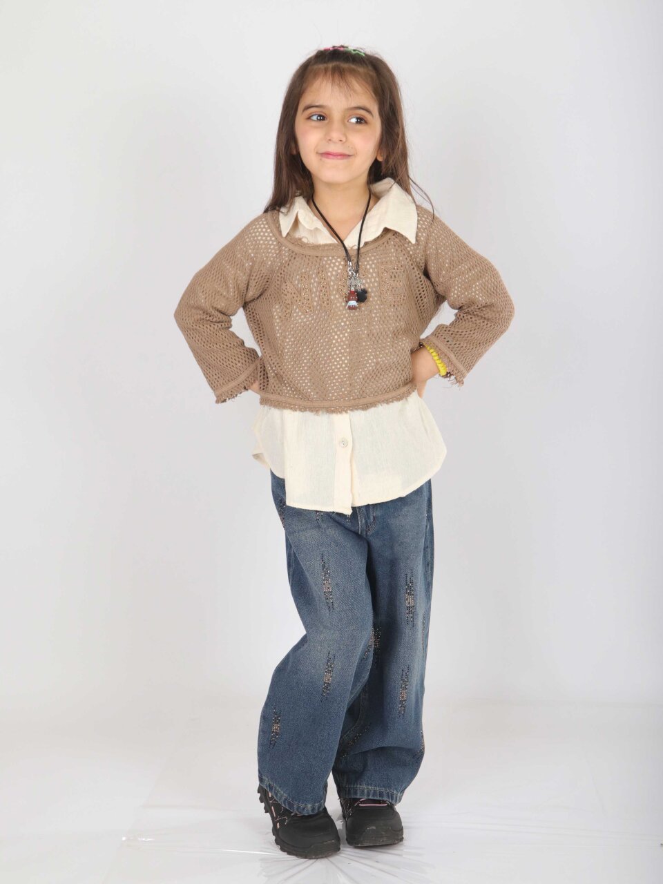 Kız Çocuk Alt Üst Takım 5-14 Yaş 36165 Kahverengi - 1