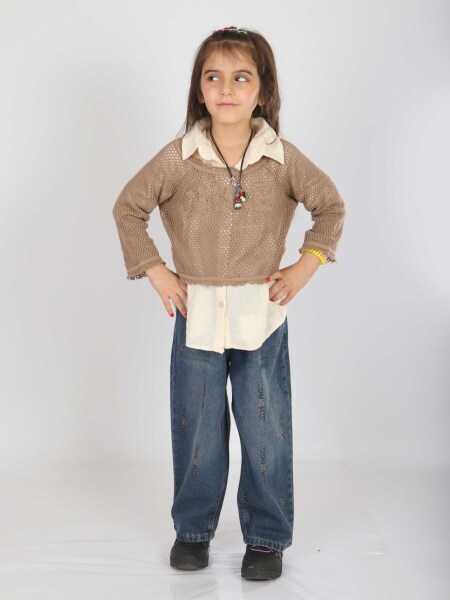 Kız Çocuk Alt Üst Takım 5-14 Yaş 36165 Kahverengi - 2