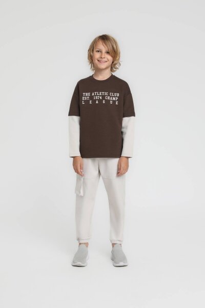 Erkek Çocuk Sweatşirt 4-8 Yaş 1845 Kahve - 3