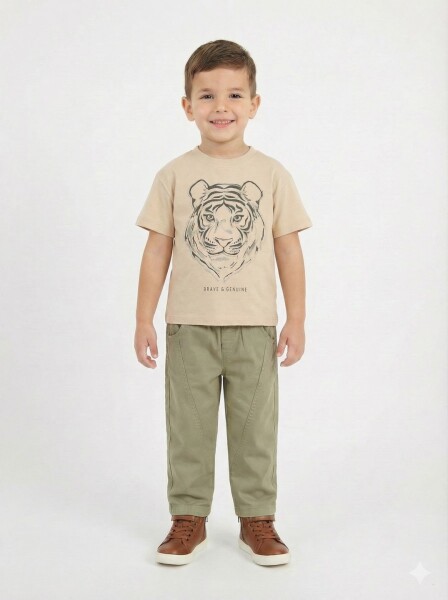 Erkek Çocuk 2'li Alt Üst Takım (Ceket + Pantolon) 1-4 Yaş 26122 Haki - 5