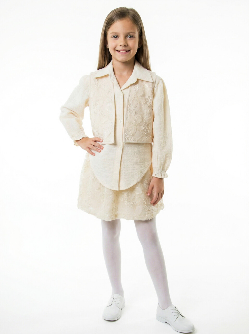 Kız Çocuk Alt Üst Takım 5-9 Yaş 36136 Bej - 1